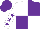 White and Purple Quarters, White Sleeves, Purple Stars, Purple Cap