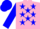 Hot Pink, Blue Stars, Blue Sleeves, Pink Cuffs, Blue Cap, Pink Pompon