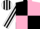 Black and Pink (quartered), White and Black striped sleeves and cap