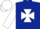 Dark Blue, White Maltese Cross, White Sleeves, Blue and White Cap