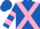 Royal Blue, Pink cross belts, hooped sleeves, Royal Blue cap