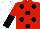 RED, black spots, halved sleeves, white cap