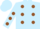 Light blue, brown spots