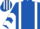 ROYAL BLUE, white braces & chevrons on sleeves, striped cap