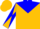 Gold, Blue Yoke and 'K', Gold and Blue Diagonal Quartered Sleeves, Gold Cap