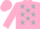 Flamingo Pink, Silver Stars, Pink Cap, Silver Pompon