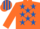 ORANGE, royal blue stars, striped cap