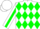 White, Green Diamonds, Green Diamond Stripe on Sleeves, White Cap
