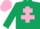 Dark Green, Pink Cross of Lorraine and cap