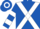 Royal Blue, White cross belts, hooped sleeves and cap
