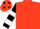 SCARLET, BLACK and WHITE hooped sleeves, BLACK spots on cap