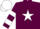 Maroon, White star, hooped sleeves, White cap