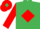 Emerald Green, Red diamond and sleeves, Red cap, Emerald Green diamond