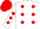 White, Red spots, diamonds on sleeves, Red cap
