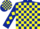 Dark Blue and Yellow check, diamonds on sleeves