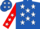 Royal Blue, White stars, Red sleeves, White stars, Red cap, White stars
