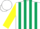 White and Dark Green stripes, Yellow sleeves, White cap