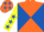 Orange and Royal Blue diabolo, Yellow sleeves, Royal Blue stars and stars on cap