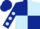 Dark Blue and Light Blue (quartered), Dark Blue sleeves, Light Blue spots