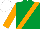 EMERALD GREEN, ORANGE sash and sleeves, WHITE cap