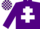 PURPLE, white cross of lorraine, check cap