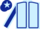 LIGHT BLUE, dark blue seams, dark blue sleeves, light blue seams, dark blue cap, light blue star