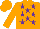 ORANGE, purple stars, orange sleeves & cap