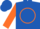 Royal Blue, Orange Circle and 'R', Orange Sleeves, Two Blue Hoops, O