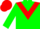 Forest green, red inverted chevron, red cap