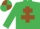EMERALD GREEN, brown cross of lorraine, brown armlet, quartered cap