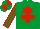 EMERALD GREEN, red cross of lorraine, striped sleeves, quartered cap