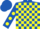 Royal Blue and Yellow check, Royal Blue sleeves, Yellow spots, Royal Blue cap