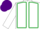 White, Emerald Green seams, Purple cap