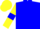 Blue, Yellow sleeves, Blue armlets, Yellow cap