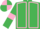 Emerald Green, Pink seams and armlets, quartered cap