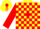 Bright Yellow and Apple Red Blocks, Red Hoop on Sleeves, Yellow Cap, Red Tassel