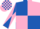 Royal Blue and Pink (quartered), diabolo on sleeves, check cap