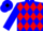 BLUE, Black & Red Diamonds, Black 'WN' on Red Diamond