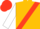 OLD GOLD, scarlet sash, white sleeves, flame cap
