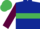 Dark Blue, Emerald Green hoop, Maroon sleeves, Emerald Green cap