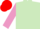 LIGHT GREEN, mauve sleeves, red cap
