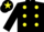 BLACK, yellow spots, yellow star on cap