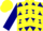 Yellow, Navy Blue Diamonds, Yellow Chevrons on Navy Blue Sleeves