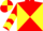Red and Yellow diabolo, chevrons on sleeves, quartered cap