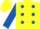 Yellow, Royal Blue spots and sleeves, Yellow cap