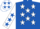 ROYAL BLUE, white stars, white sleeves, royal blue stars, white cap, royal blue stars