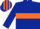 DARK BLUE, orange hoop, orange armlet, striped cap