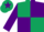 Dark Green and Purple (quartered), Purple sleeves, Dark Green cap, Purple star