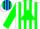 White, Green Shamrock on Blue and Green Triangle, Blue and Green Stripes on Sleeves