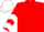 Red, White chevrons on sleeves, White cap
